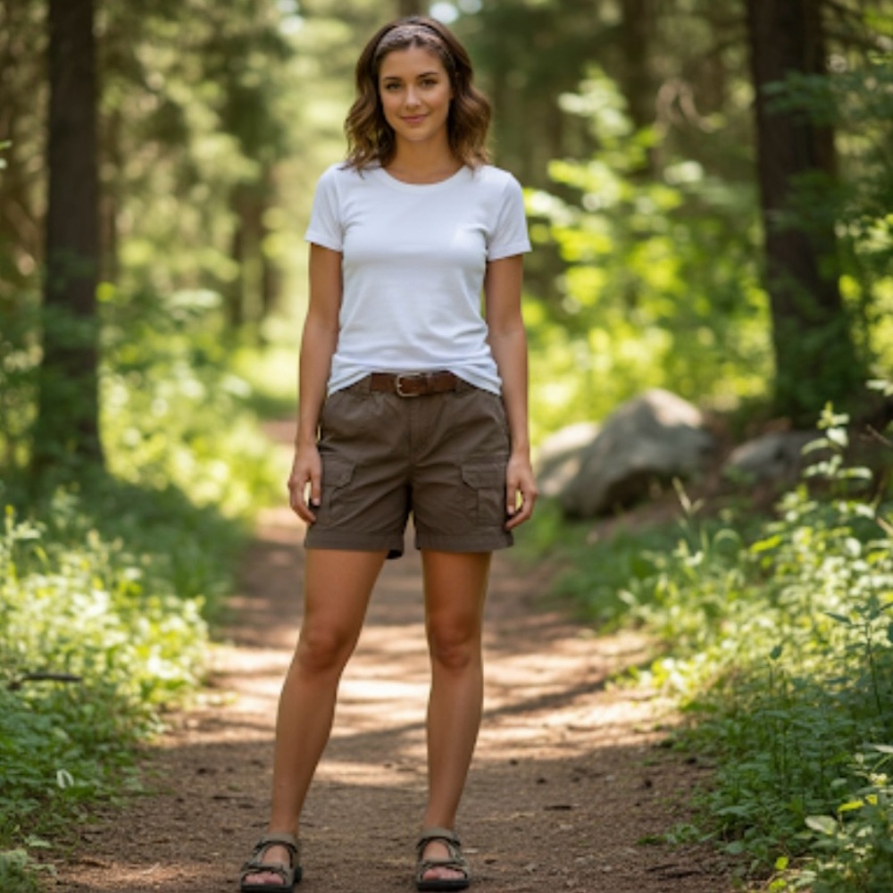 Columbia Women's Size 14 Chino Shorts 6 Brown Hook & Loop Pockets‎ EUC